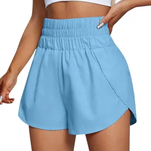 Elastic High Waisted Athletic Shorts for Women Girls Summer Running Sporty Quick Drying Plus Size Shorts Gym Workout Shorts