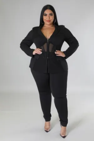 Elegant Sheer Plus Size Pants Set