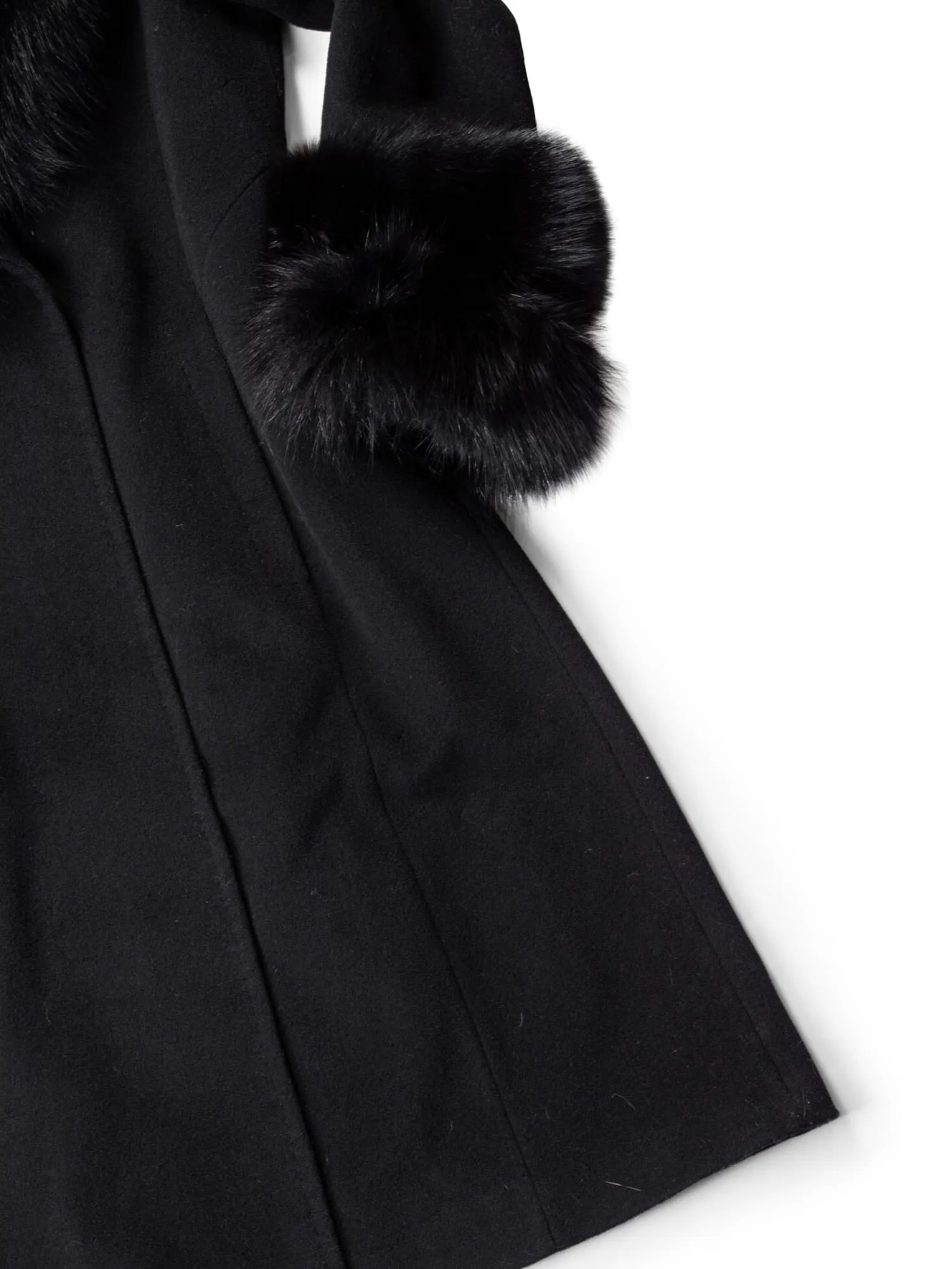 Ellen Tracy Fox Long Trench Coat Black