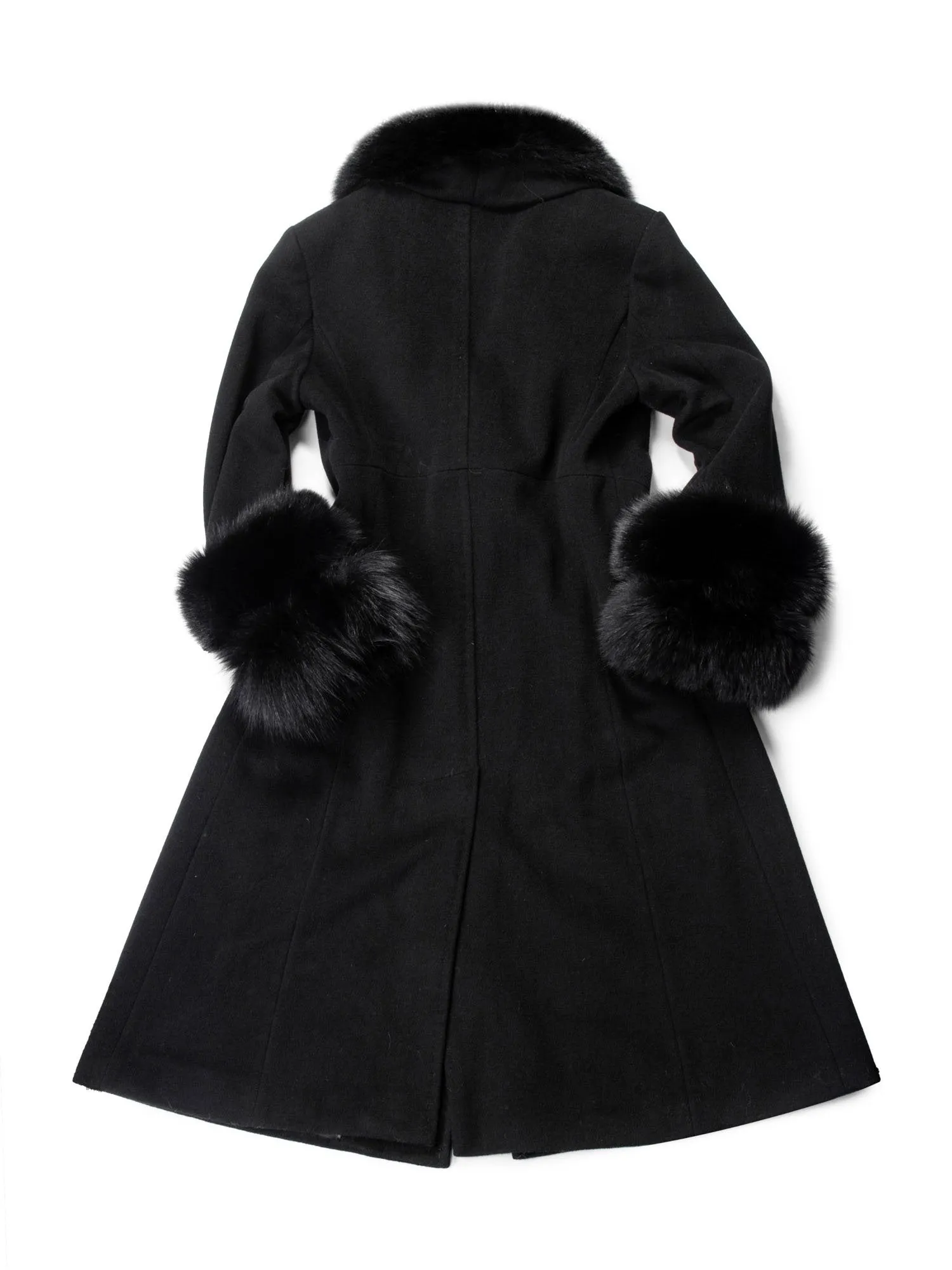 Ellen Tracy Fox Long Trench Coat Black