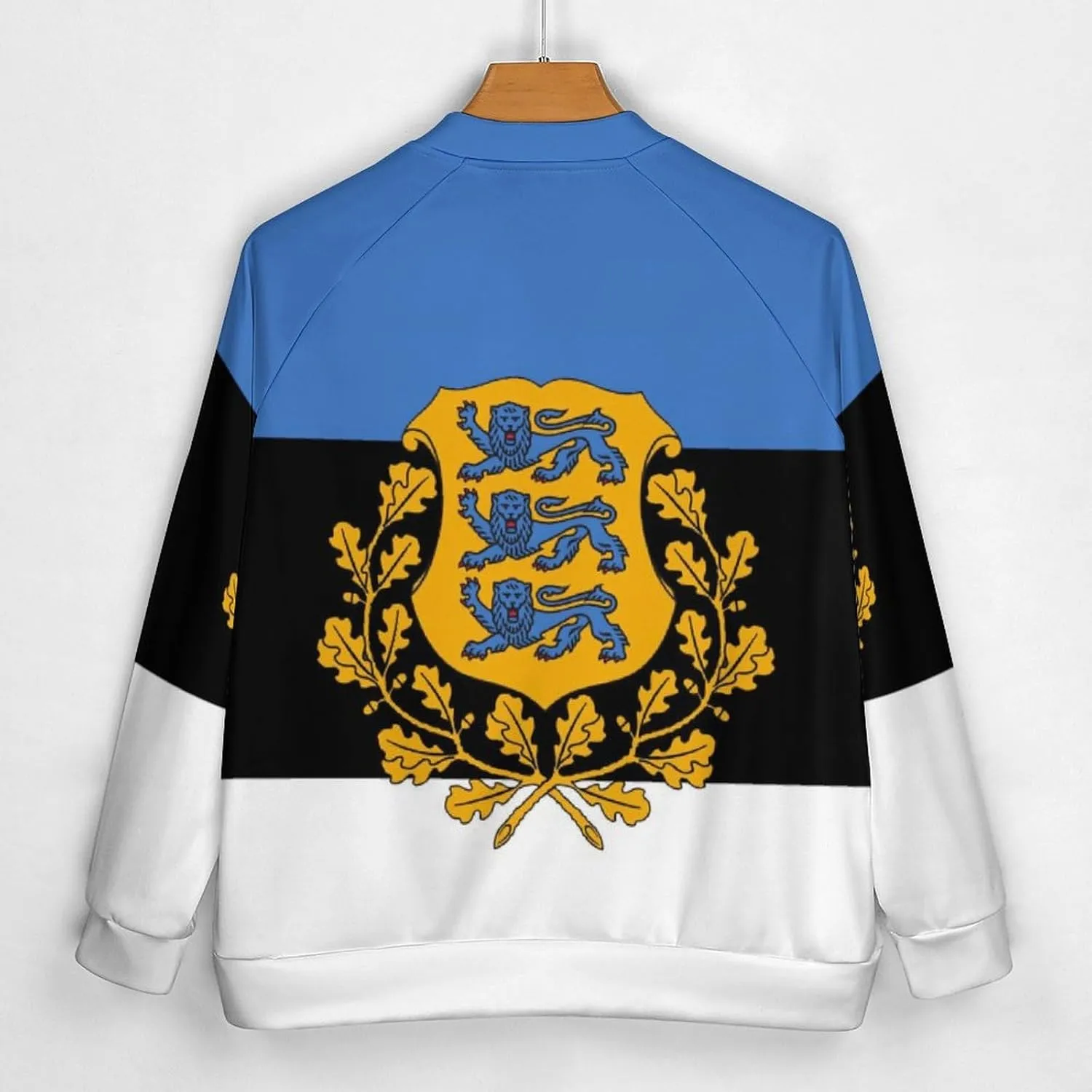 Estonian Coat of Arms Flag Lightweight Men's Baseball Jackets Relaxed Fit Varsity Bomber Jacket Windbreaker Coat