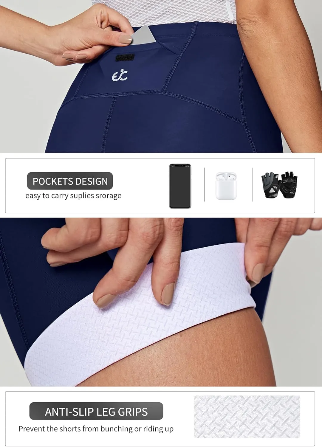 Ewedoos Padded Bike Shorts Women 4D Padding Cycling Shorts with Pocket Road Mountain Ride Womens Biking Bicycle Biker Shorts
