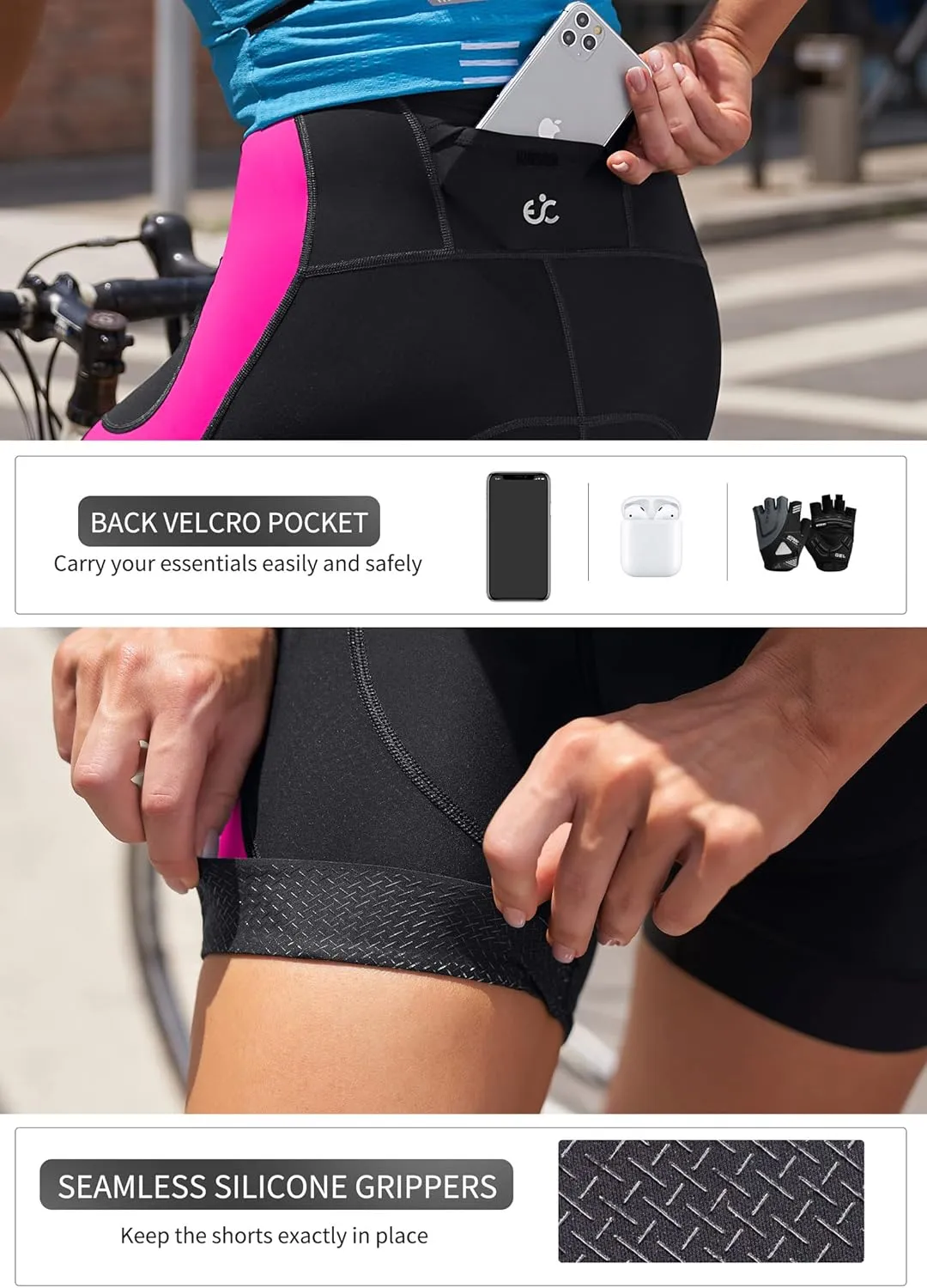 Ewedoos Padded Bike Shorts Women 4D Padding Cycling Shorts with Pocket Road Mountain Ride Womens Biking Bicycle Biker Shorts
