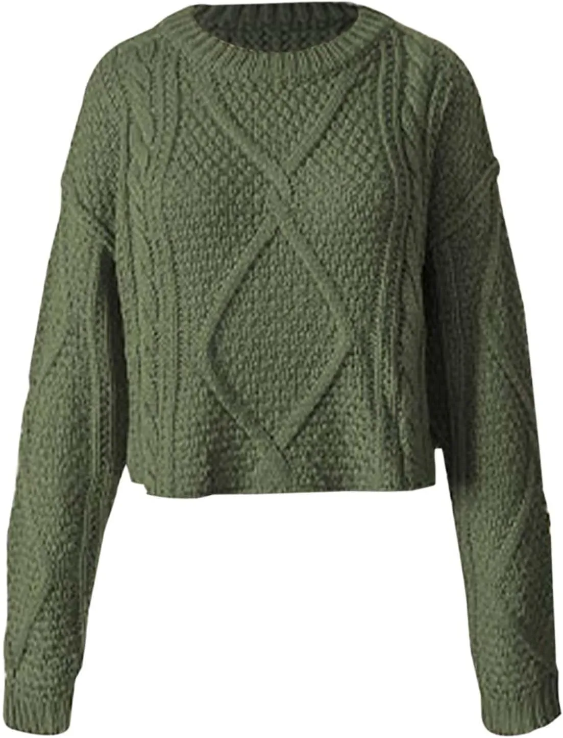 Fall Sweaters for Women 2024 Chunky Knit Crewneck Solid Color Long Sleeve Casual Loose Fit Soft Pullover Tops