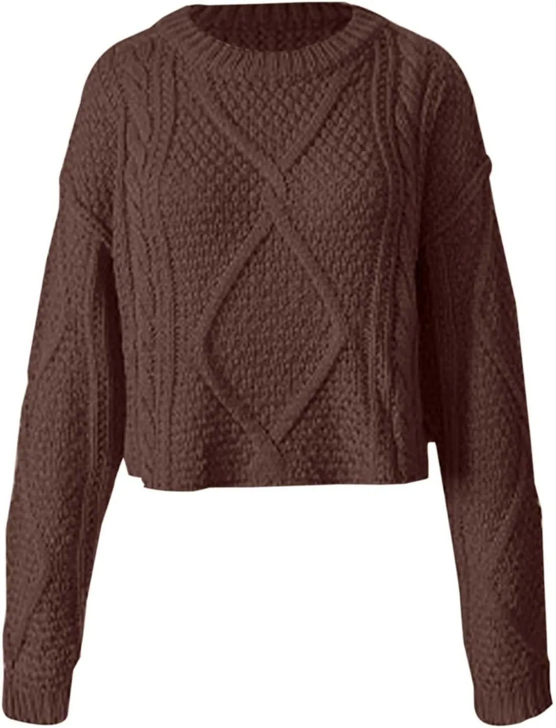 Fall Sweaters for Women 2024 Chunky Knit Crewneck Solid Color Long Sleeve Casual Loose Fit Soft Pullover Tops