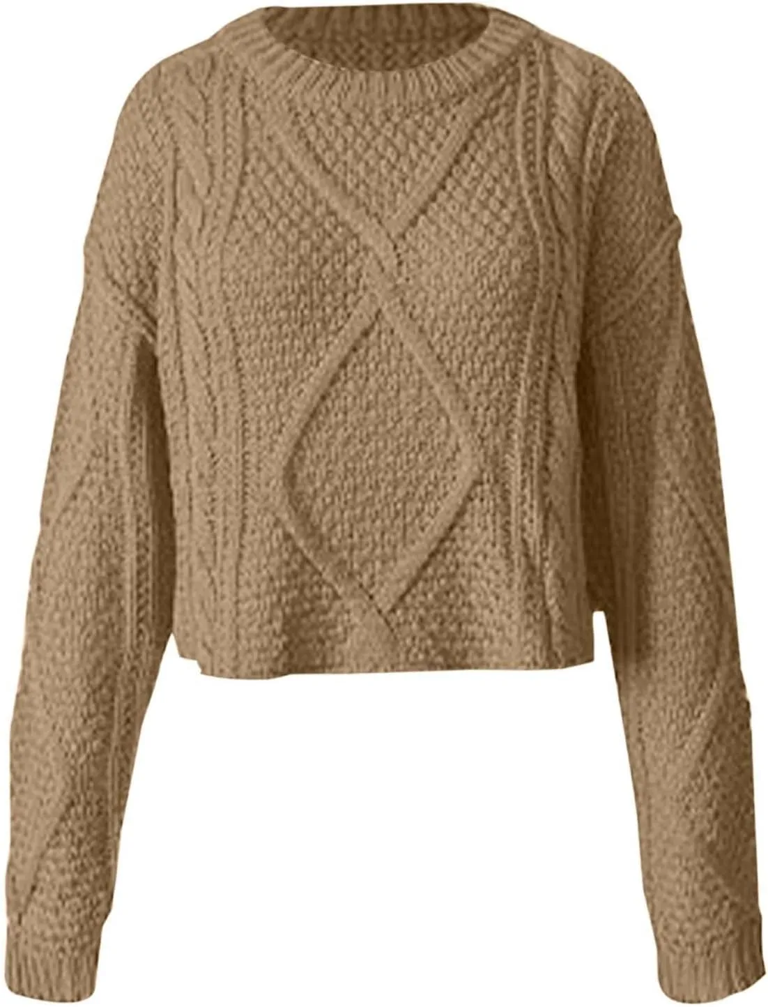 Fall Sweaters for Women 2024 Chunky Knit Crewneck Solid Color Long Sleeve Casual Loose Fit Soft Pullover Tops