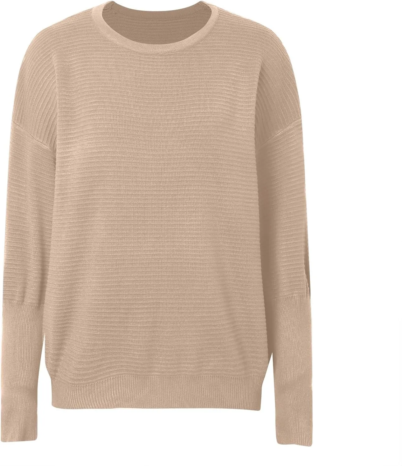 Fall Sweaters for Women Chunky Knit Crewneck Solid Color Long Sleeve Soft Lightweight Casual Sweaters Tops