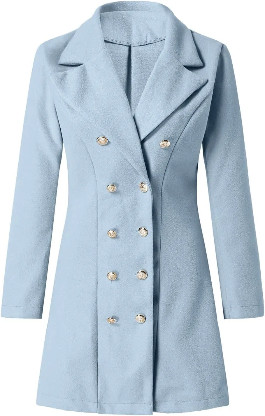 Fall Winter Coats for Women Long Wool Trench Coat Double Breasted Blazer Notch Lapel Jacket Business Casual Peacoat
