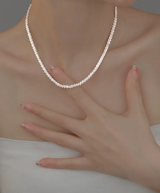 Fine Silk Sterling Silver Broken Silver Gypsophila Necklace ET001