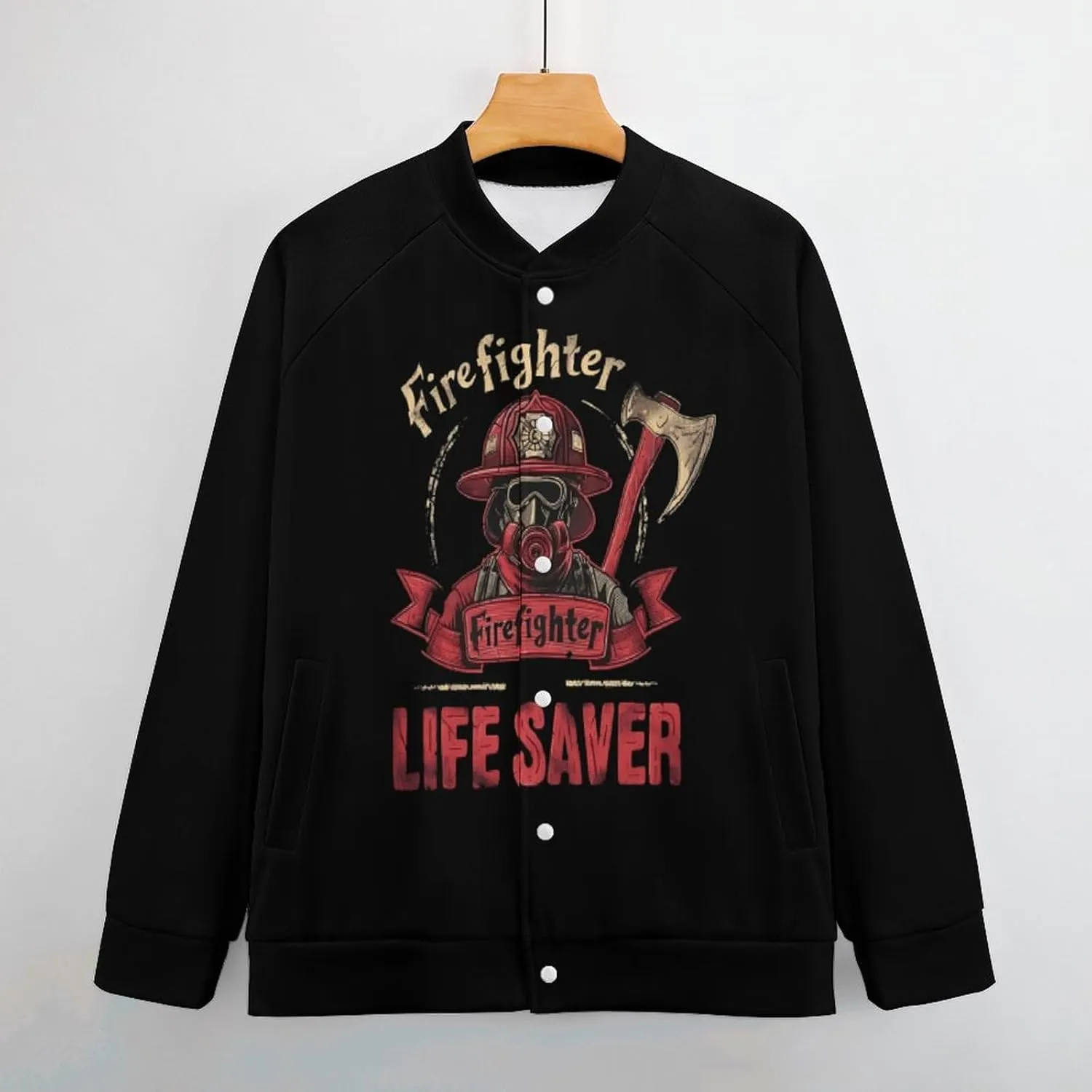 Firefighter Life Saver Lightweight Men's Baseball Jackets Relaxed Fit Varsity Bomber Jacket Windbreaker Coat