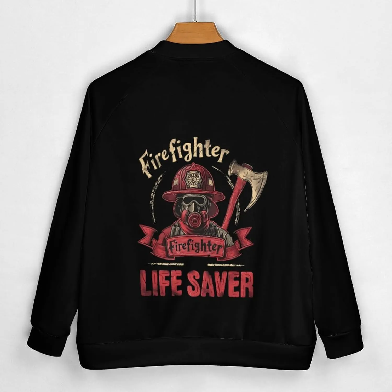 Firefighter Life Saver Lightweight Men's Baseball Jackets Relaxed Fit Varsity Bomber Jacket Windbreaker Coat
