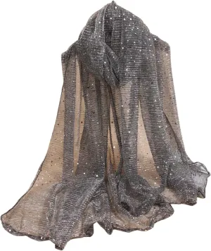 Floerns Women's Sequin Bandana Square Scarf Silk Scarves Mesh Shawl and Wrap for Evening Dresses