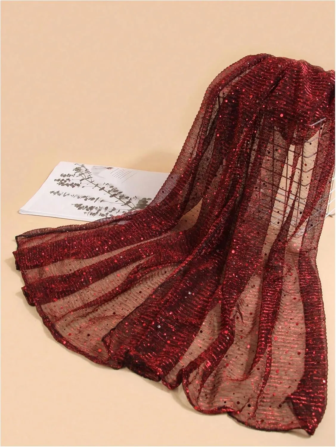 Floerns Women's Sequin Bandana Square Scarf Silk Scarves Mesh Shawl and Wrap for Evening Dresses