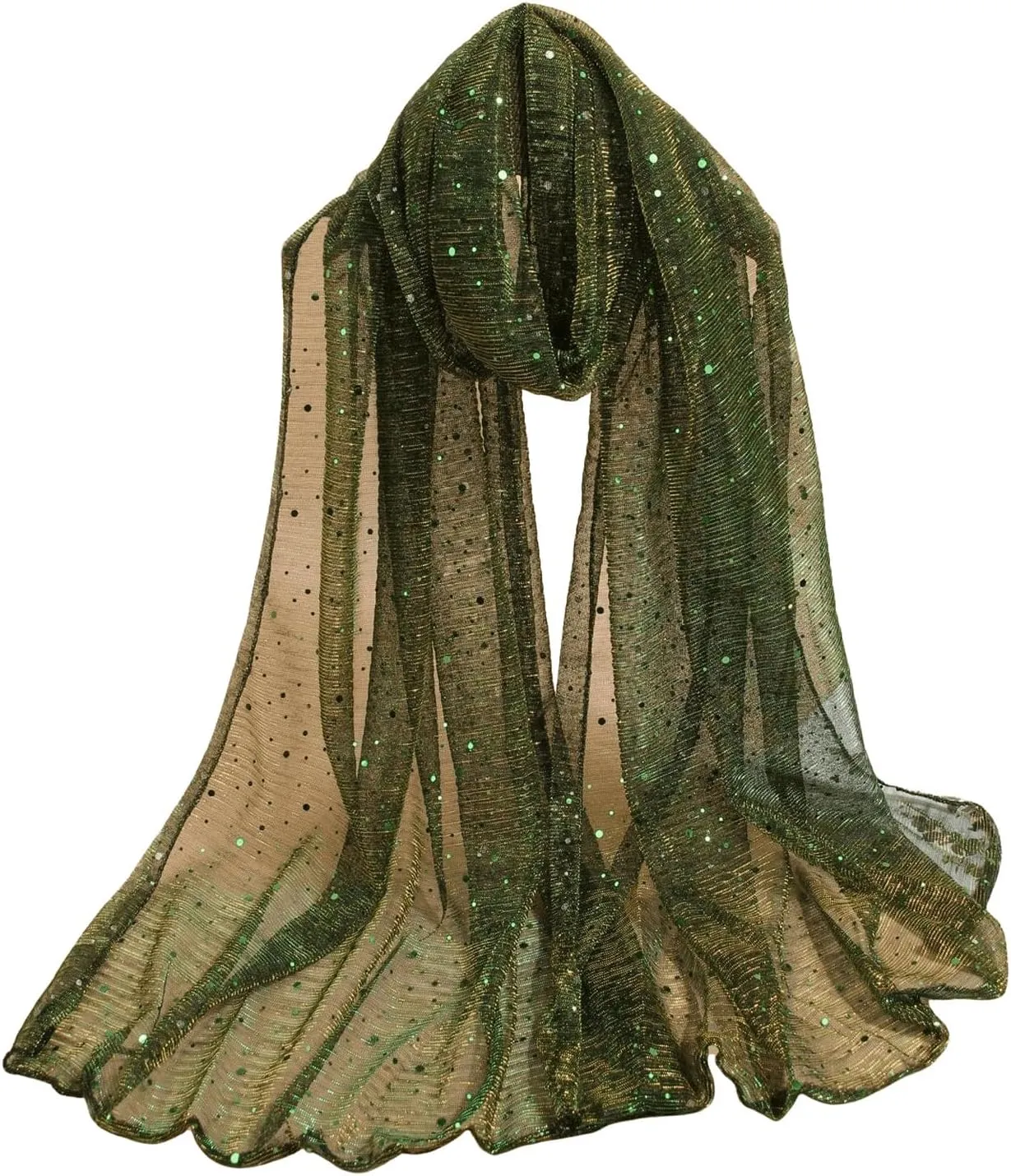 Floerns Women's Sequin Bandana Square Scarf Silk Scarves Mesh Shawl and Wrap for Evening Dresses