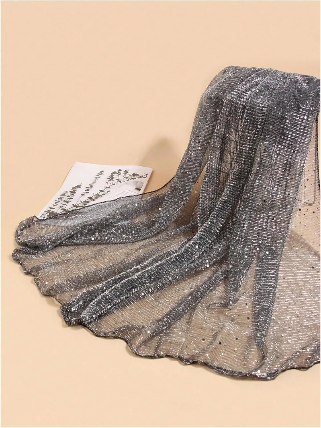 Floerns Women's Sequin Bandana Square Scarf Silk Scarves Mesh Shawl and Wrap for Evening Dresses