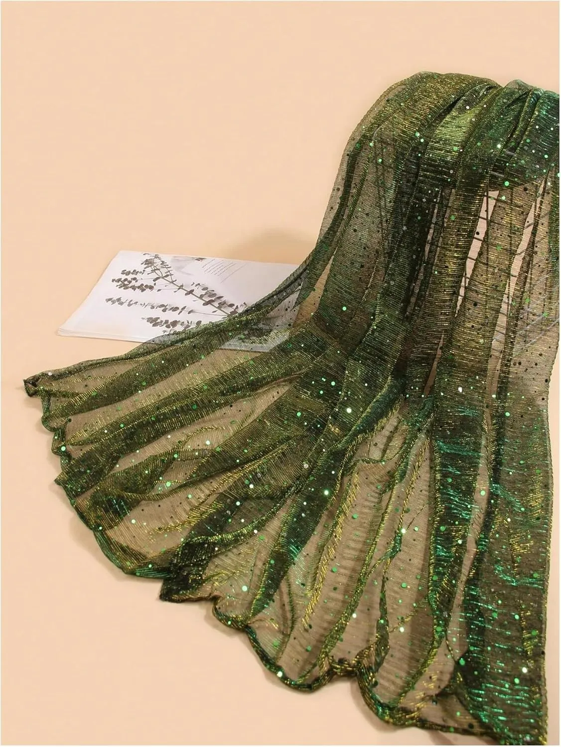 Floerns Women's Sequin Bandana Square Scarf Silk Scarves Mesh Shawl and Wrap for Evening Dresses