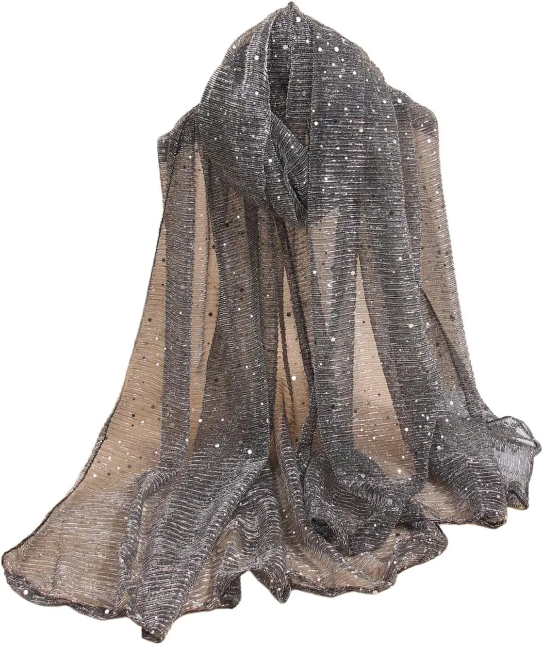 Floerns Women's Sequin Bandana Square Scarf Silk Scarves Mesh Shawl and Wrap for Evening Dresses