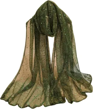 Floerns Women's Sequin Bandana Square Scarf Silk Scarves Mesh Shawl and Wrap for Evening Dresses