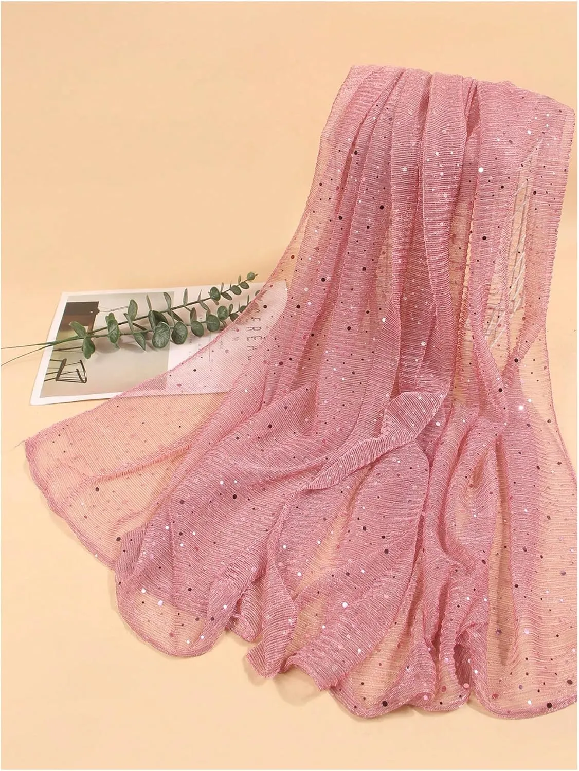 Floerns Women's Sequin Bandana Square Scarf Silk Scarves Mesh Shawl and Wrap for Evening Dresses