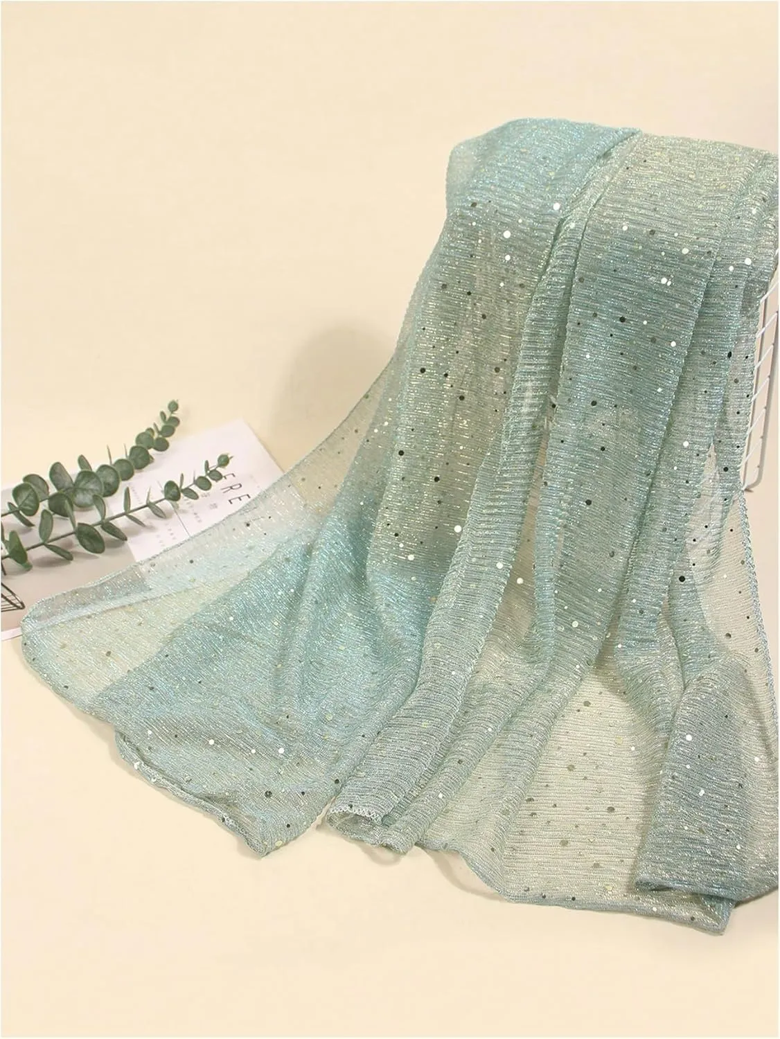 Floerns Women's Sequin Bandana Square Scarf Silk Scarves Mesh Shawl and Wrap for Evening Dresses