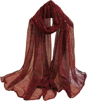 Floerns Women's Sequin Bandana Square Scarf Silk Scarves Mesh Shawl and Wrap for Evening Dresses