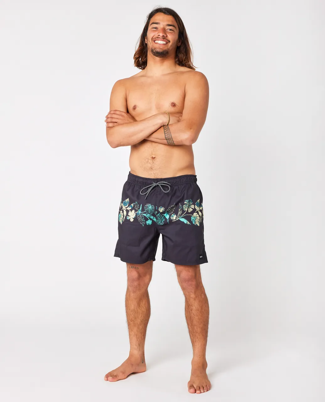 Framed Volley Shorts in Washed Black