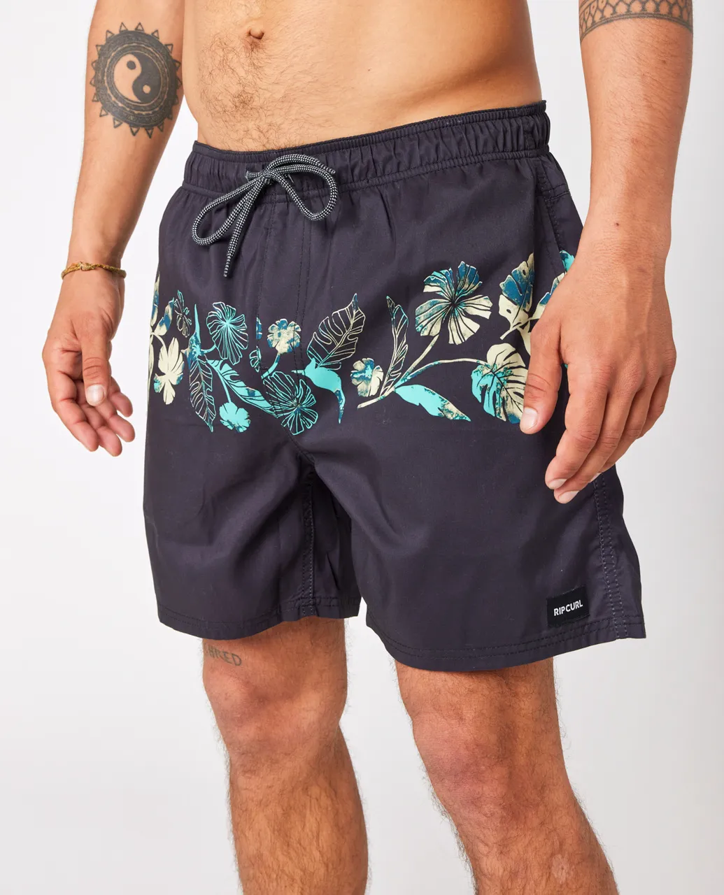Framed Volley Shorts in Washed Black