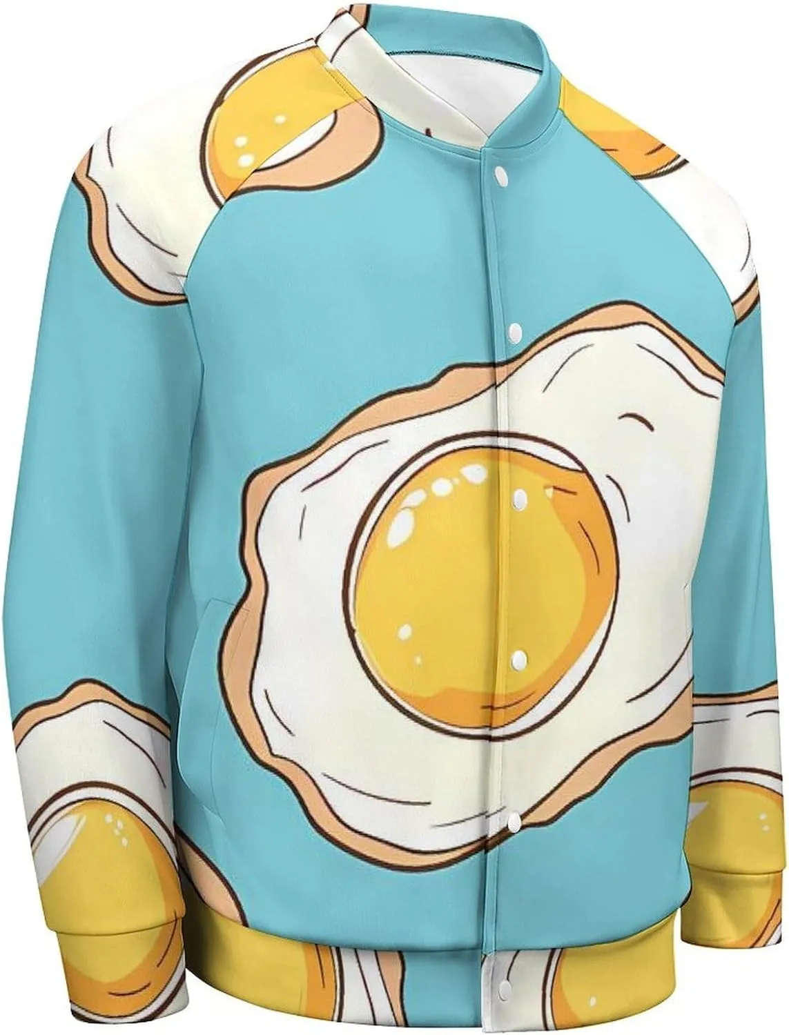Fried Eggs Breakfast Lightweight Men's Baseball Jackets Relaxed Fit Varsity Bomber Jacket Windbreaker Coat