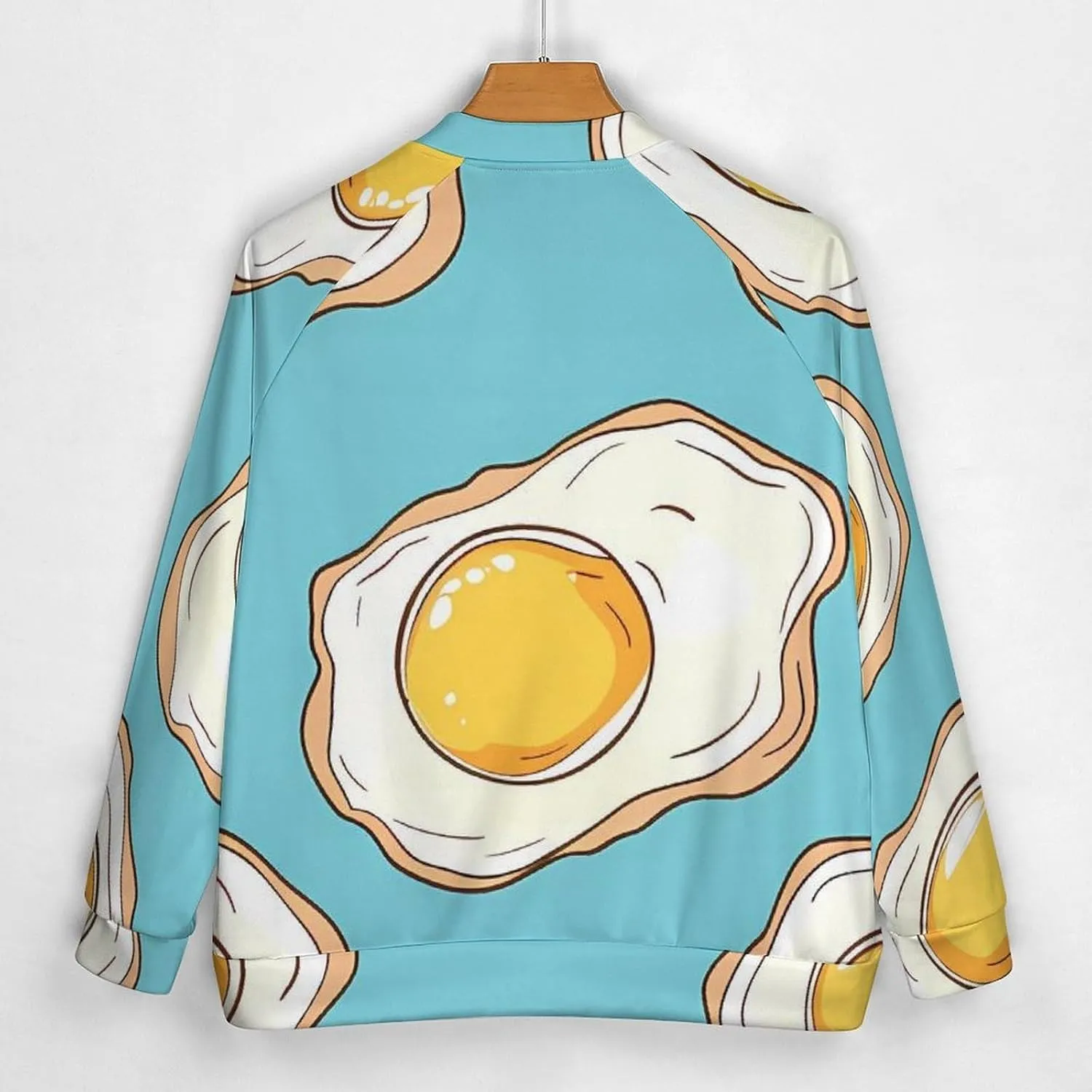 Fried Eggs Breakfast Lightweight Men's Baseball Jackets Relaxed Fit Varsity Bomber Jacket Windbreaker Coat
