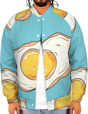 Fried Eggs Breakfast Lightweight Men's Baseball Jackets Relaxed Fit Varsity Bomber Jacket Windbreaker Coat