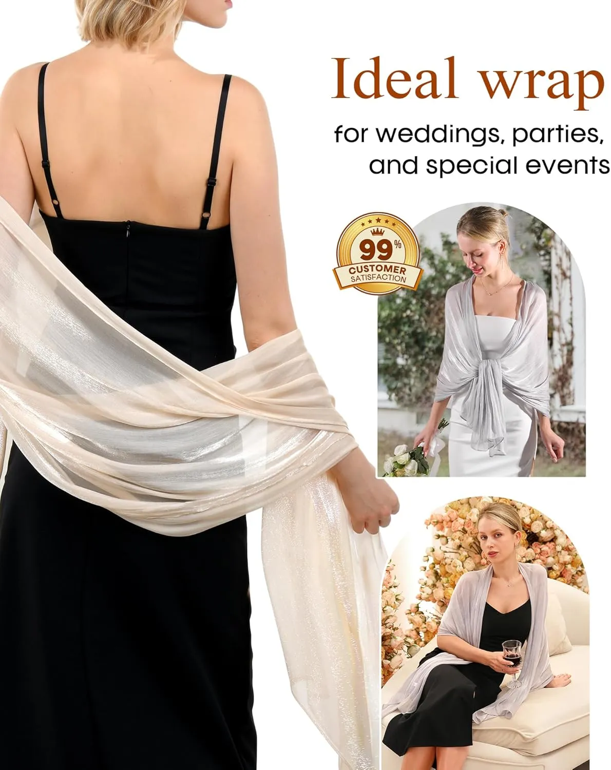 FURTALK Shawls and Wraps for Evening Dresses Sparkly Soft Wedding Party Bridesmaid Scarves for Women