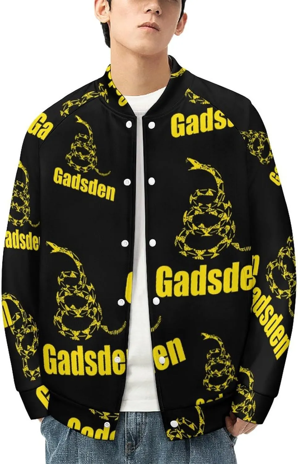 Gadsden Flag U.S Lightweight Men's Baseball Jackets Relaxed Fit Varsity Bomber Jacket Windbreaker Coat