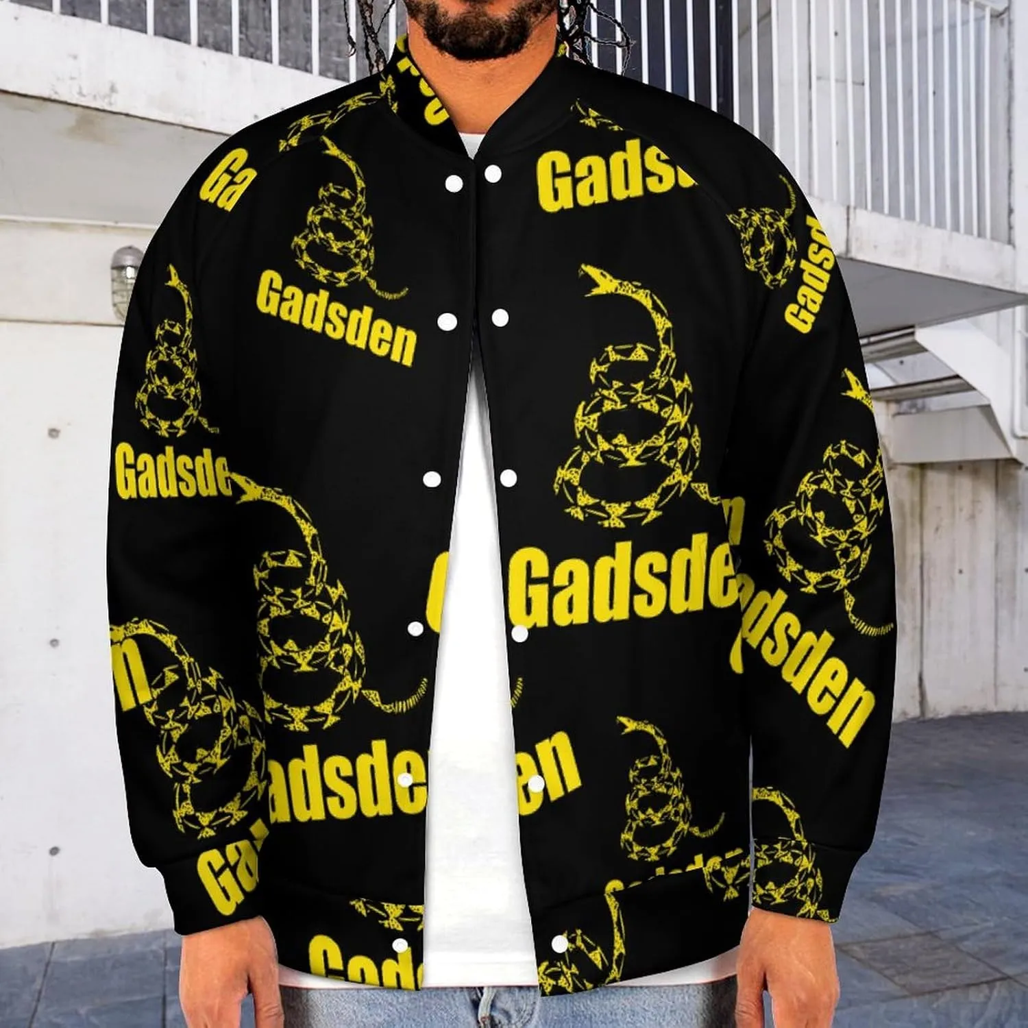 Gadsden Flag U.S Lightweight Men's Baseball Jackets Relaxed Fit Varsity Bomber Jacket Windbreaker Coat