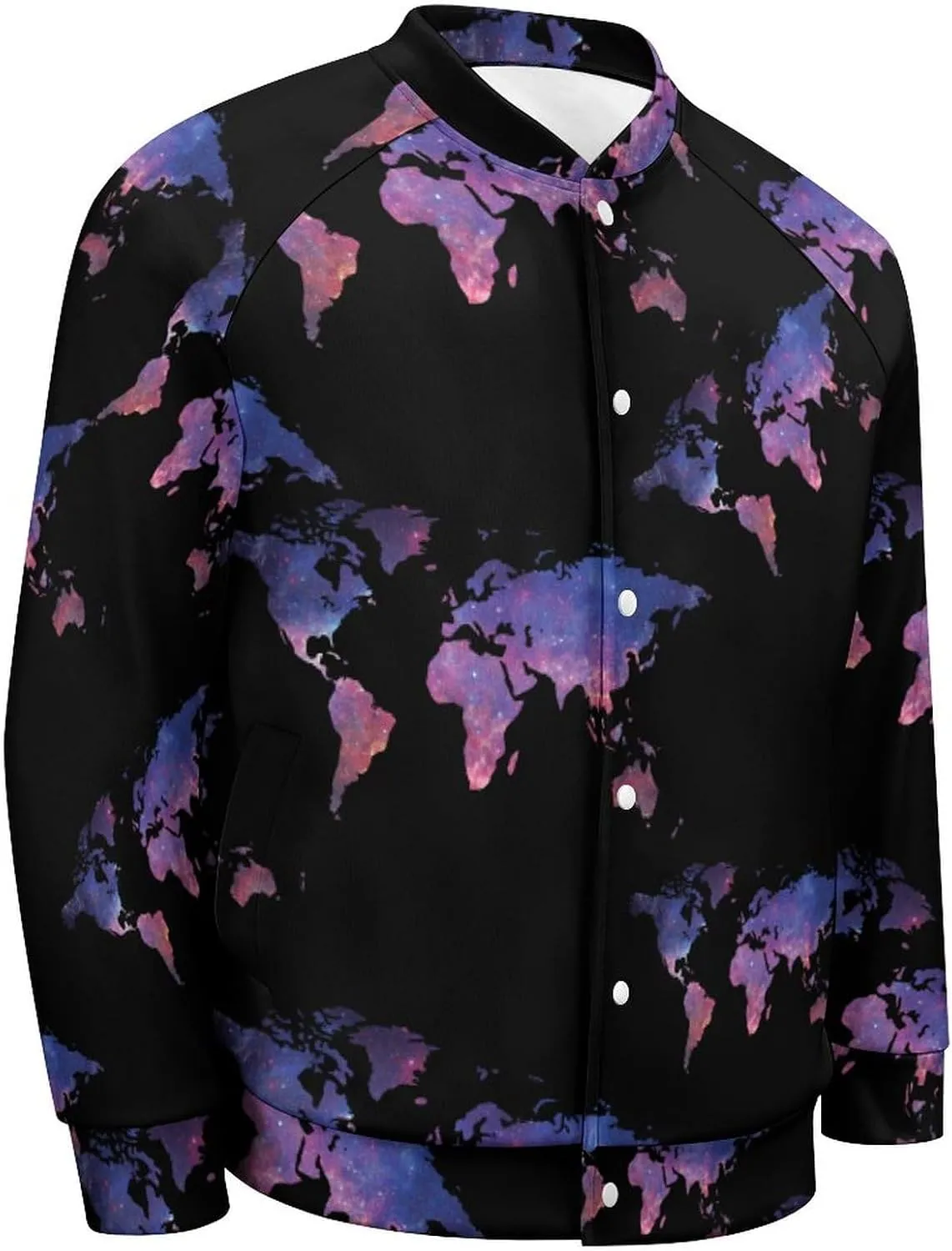 Galaxy World Map Lightweight Men's Baseball Jackets Relaxed Fit Varsity Bomber Jacket Windbreaker Coat