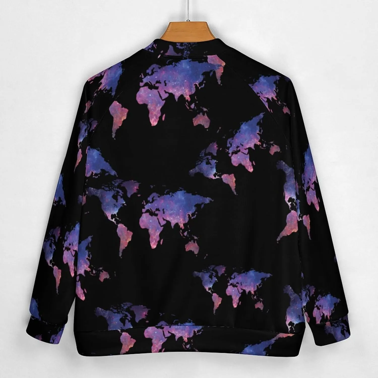 Galaxy World Map Lightweight Men's Baseball Jackets Relaxed Fit Varsity Bomber Jacket Windbreaker Coat