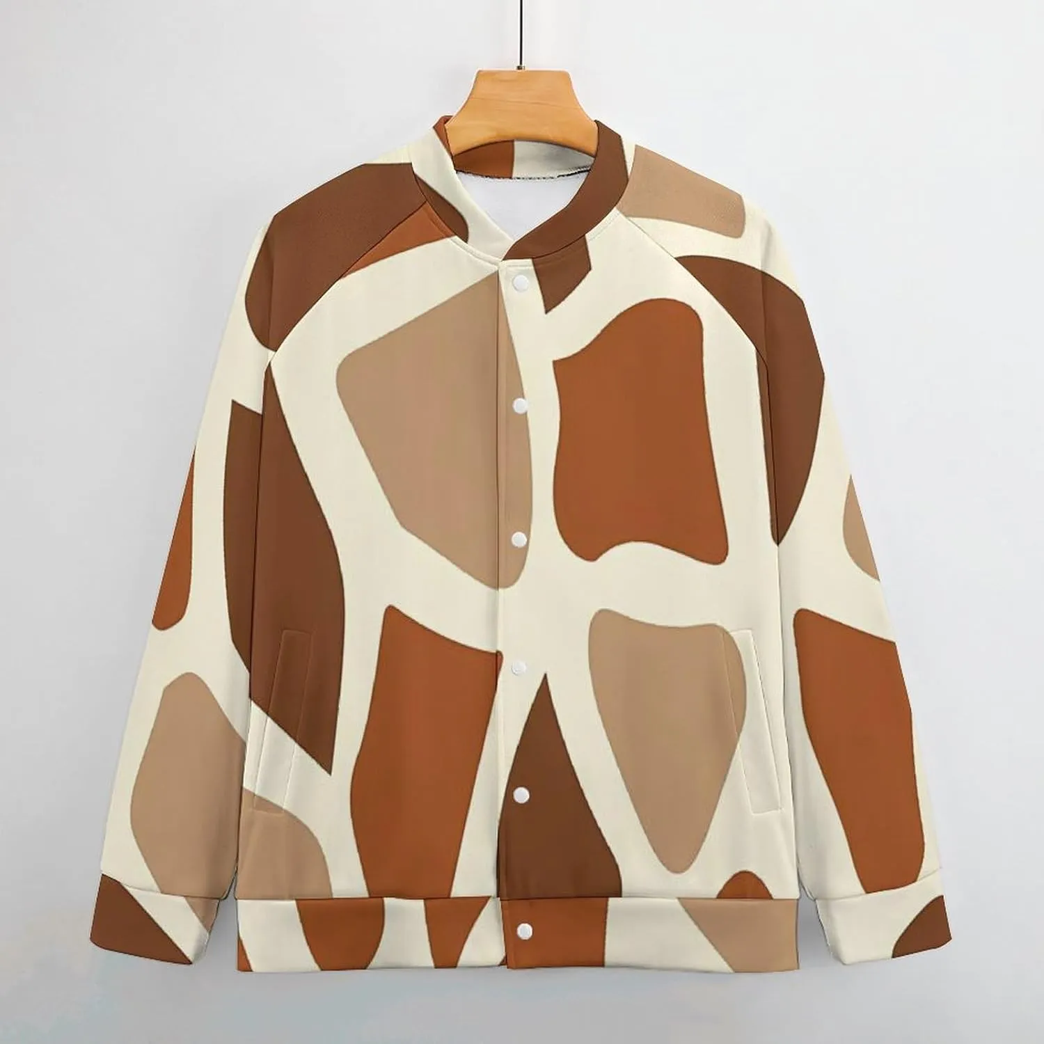 Giraffe Skin Pattern Lightweight Men's Baseball Jackets Relaxed Fit Varsity Bomber Jacket Windbreaker Coat