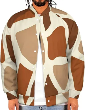 Giraffe Skin Pattern Lightweight Men's Baseball Jackets Relaxed Fit Varsity Bomber Jacket Windbreaker Coat