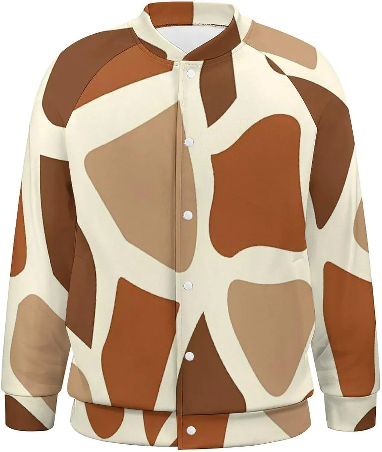 Giraffe Skin Pattern Lightweight Men's Baseball Jackets Relaxed Fit Varsity Bomber Jacket Windbreaker Coat