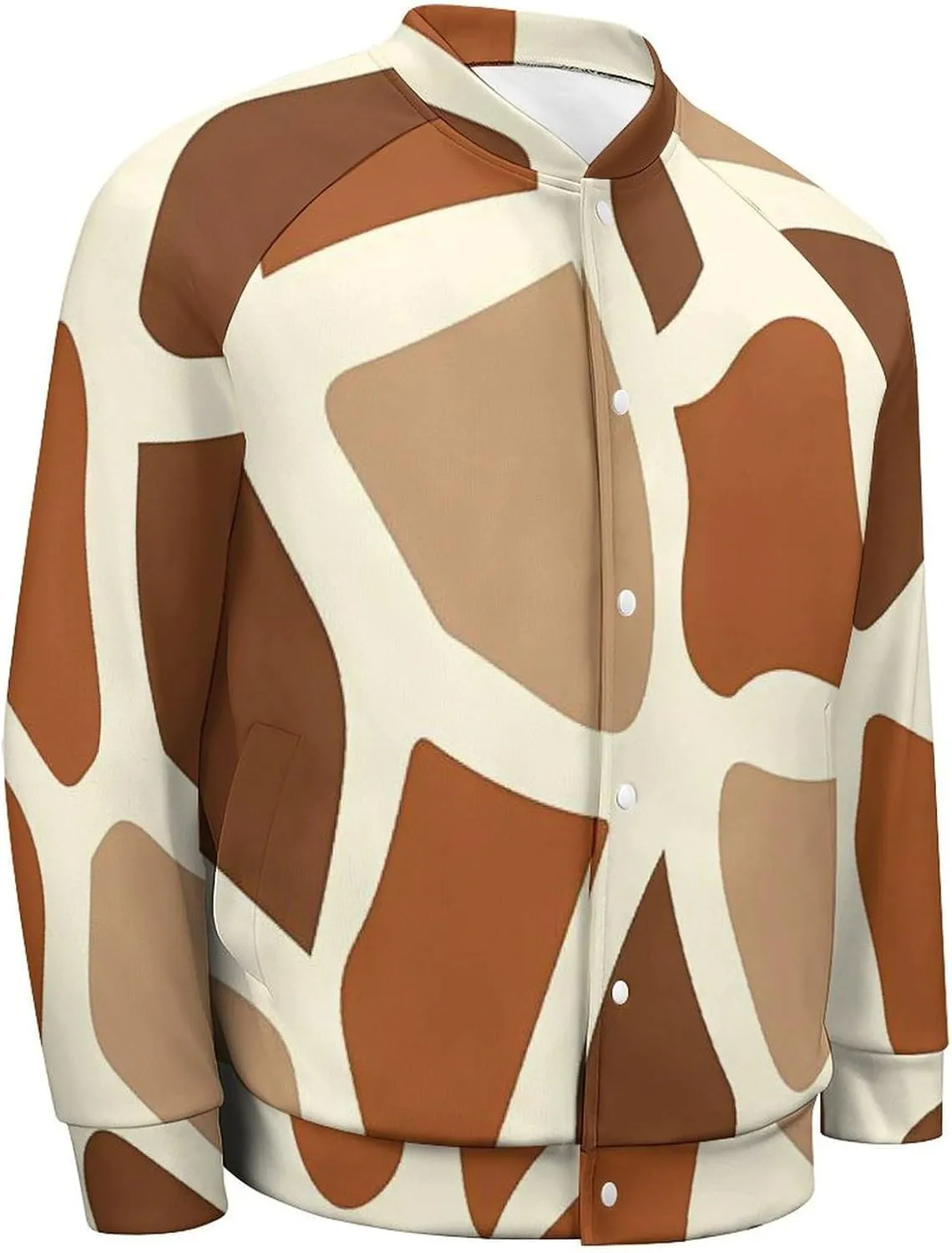Giraffe Skin Pattern Lightweight Men's Baseball Jackets Relaxed Fit Varsity Bomber Jacket Windbreaker Coat