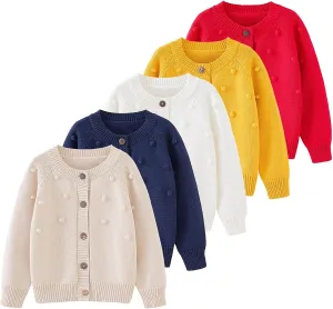 Girls Sweaters Cable Knit Long Sleeve Crewneck Chunky Crochet Cardigans Sweatshirt Jacket Toddler Baby Fall Outfits