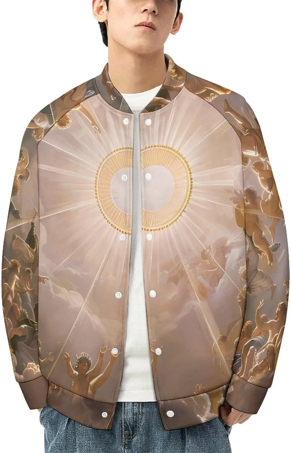 Gods Greek Mythology Lightweight Men's Baseball Jackets Relaxed Fit Varsity Bomber Jacket Windbreaker Coat