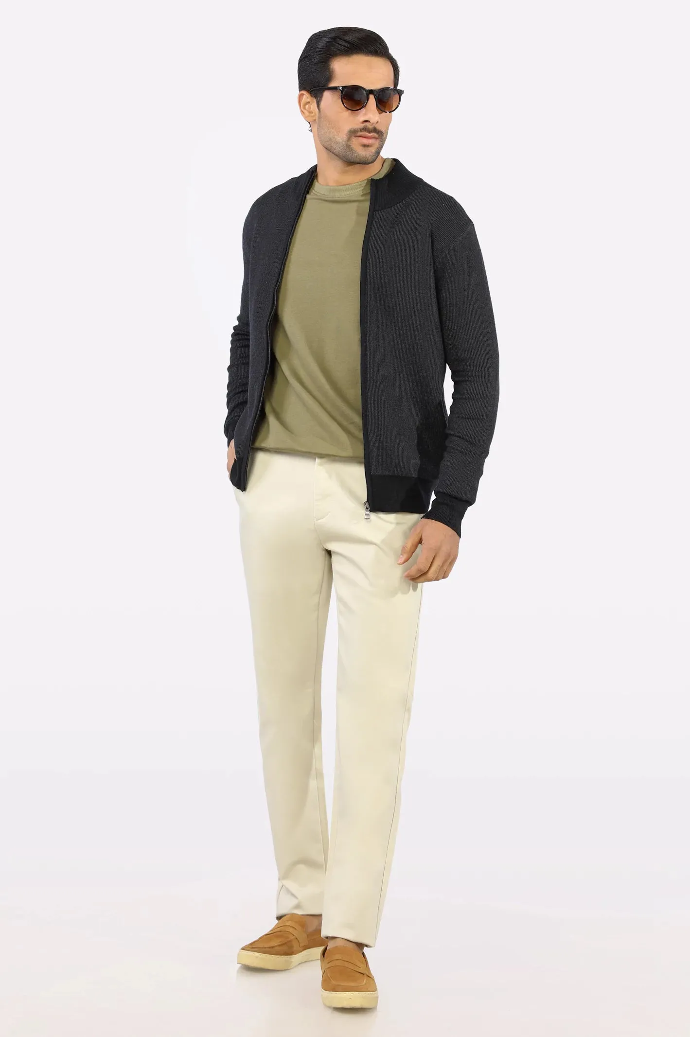 Grey Zip-Up Gents Sweater