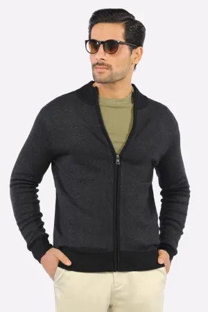 Grey Zip-Up Gents Sweater