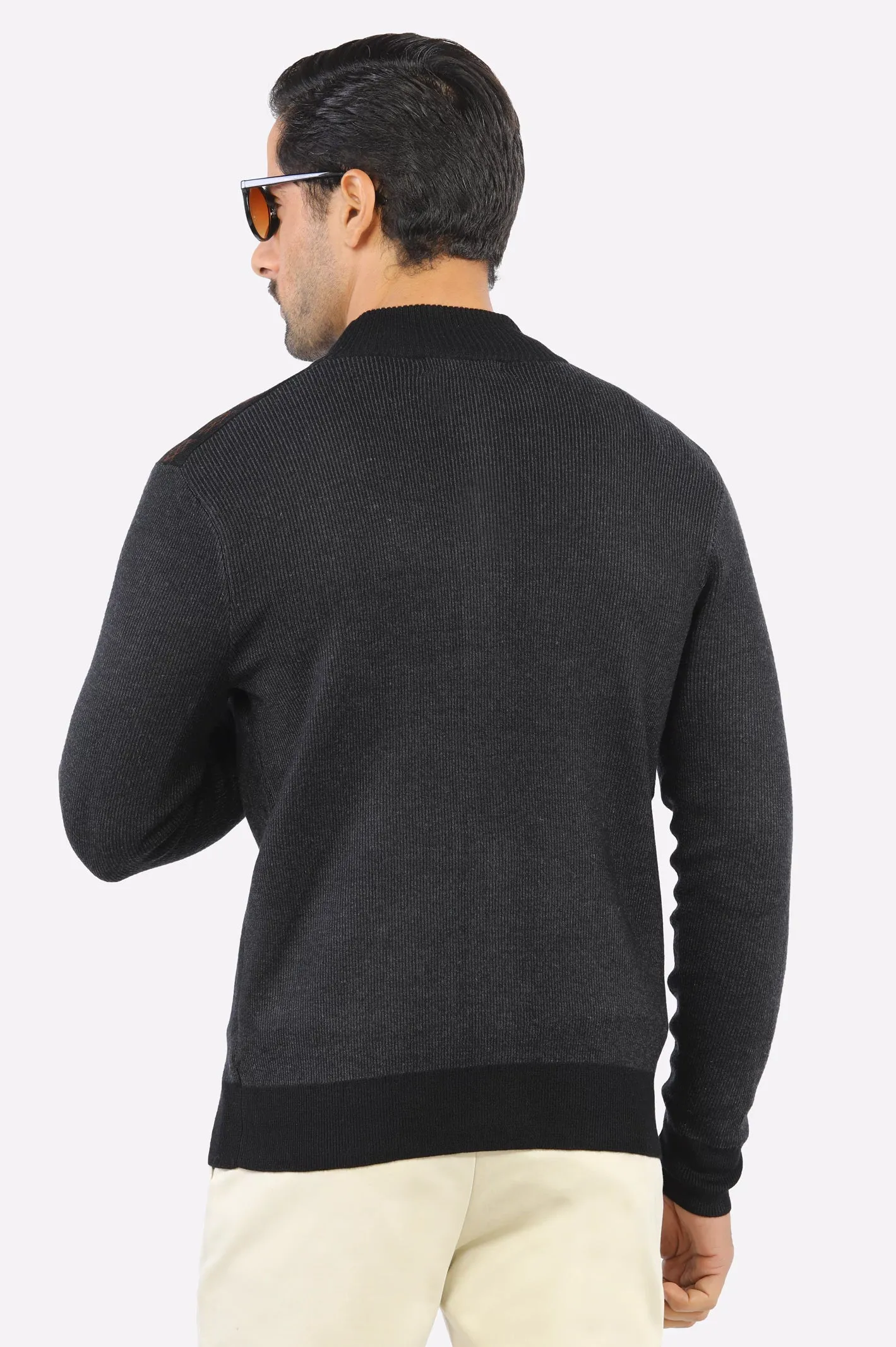 Grey Zip-Up Gents Sweater