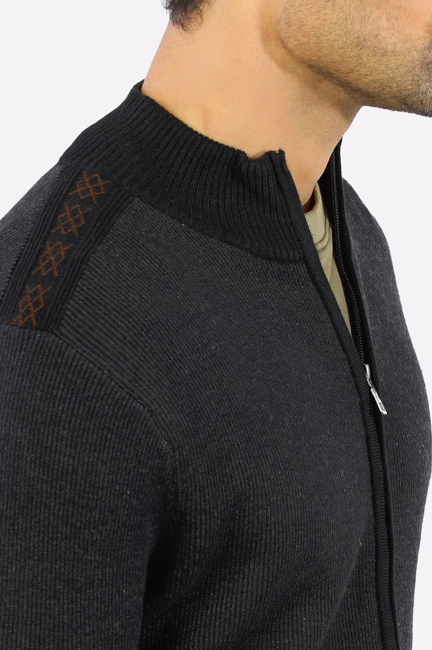 Grey Zip-Up Gents Sweater