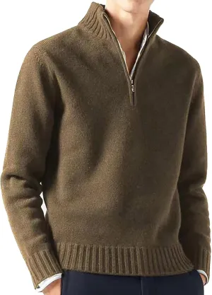 Half Zip Sweater for Men, Mock Neck Pullover Casual Polo Sweaters Slim Fit Ribbed Knitted Sweater for Winter