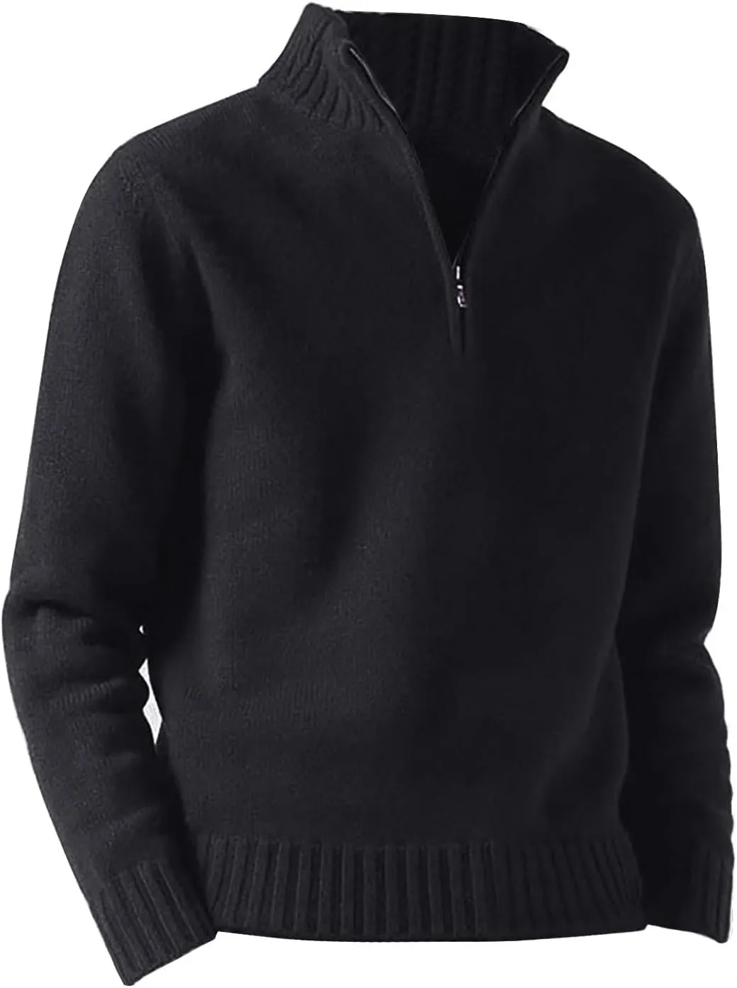 Half Zip Sweater for Men, Mock Neck Pullover Casual Polo Sweaters Slim Fit Ribbed Knitted Sweater for Winter