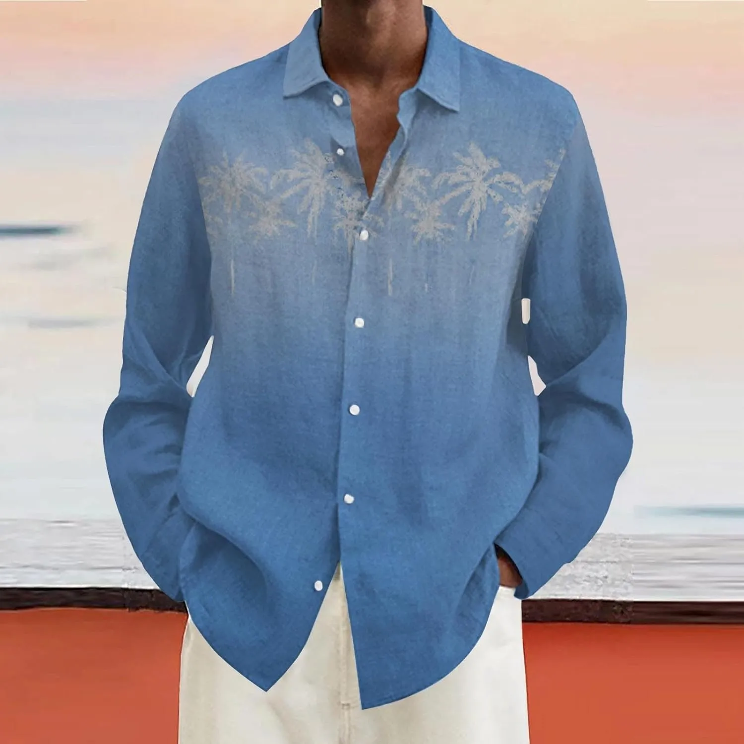 Hawaiian Shirt Men Sleeve Beach Coconut Print Shirt Top Vacation Cruise Hawaii Summer Clothes Funny Hawaiian Shirt