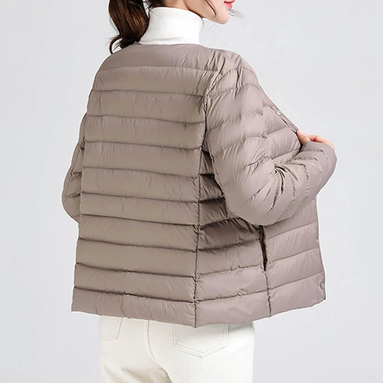 HGps8w Women's Lightweight Winter Quilted Down Jackets Button Down Puffer Coats Padded Warm Outerwear with Pockets