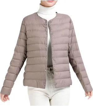 HGps8w Women's Lightweight Winter Quilted Down Jackets Button Down Puffer Coats Padded Warm Outerwear with Pockets